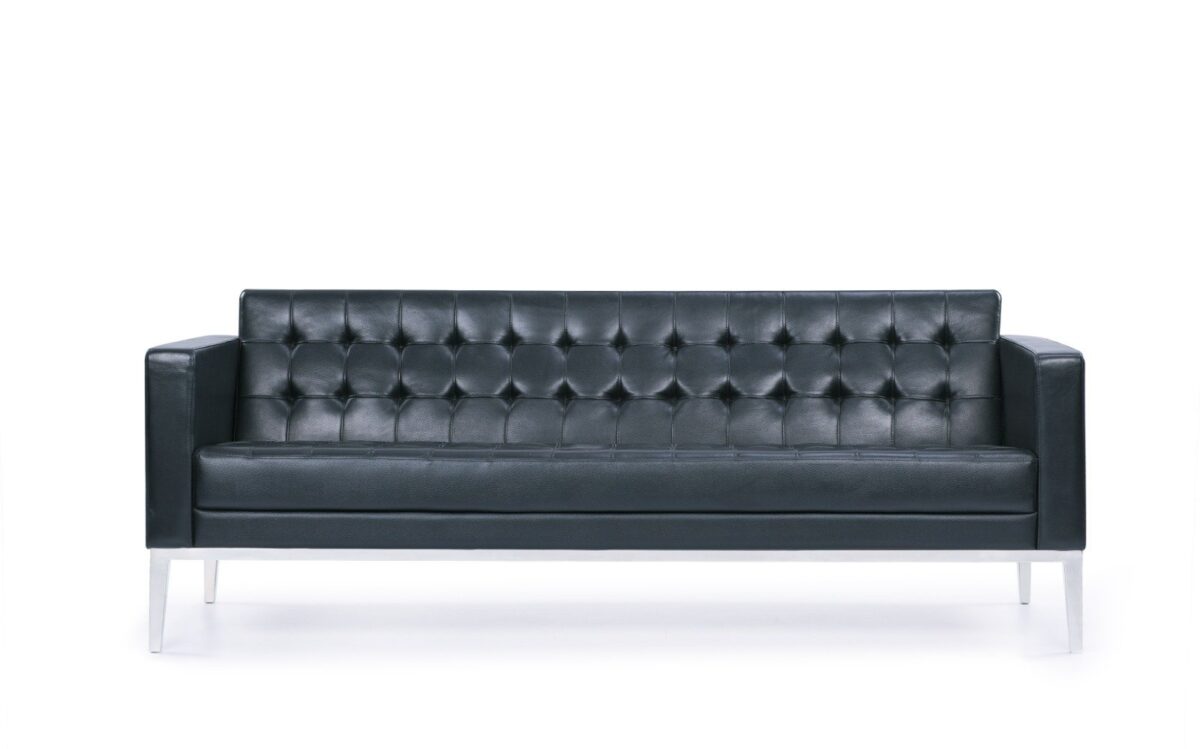 Long Black Leather Sofa for Office area