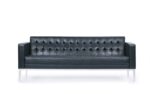 Long Black Leather Sofa for Office area