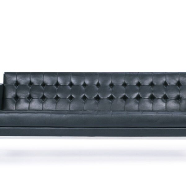 Long Black Leather Sofa for Office area